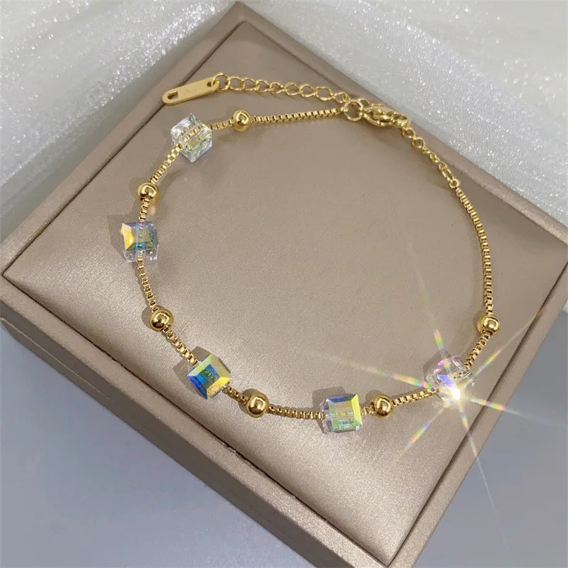 Super Shining Cube Sugar Color Changing Crystal Bracelets Charm