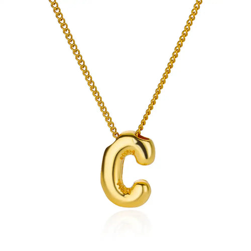 Stainless Steel Collares Chunky Alphabet Balloon 3D Letter Initials
