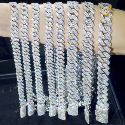 Drop Shipping Hip Hop Cuban Link Chain Necklace Silver/18k Gold Plated 10/12/14/15/20mm Iced Out Diamond CZ Gift for Him/Her