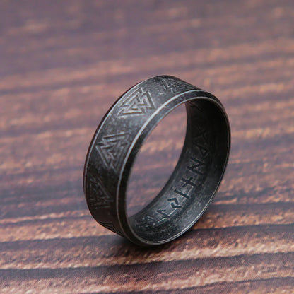 Stainless Steel Runic Viking Ring - Nordic Design for Men and Women Amulet