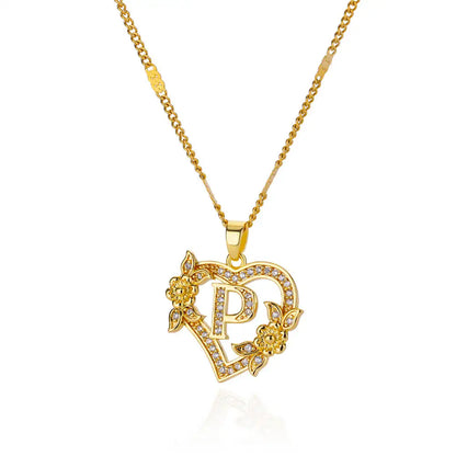 The IceBoyDC Zircon Flower Heart Initials Necklaces