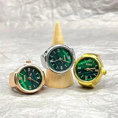 New Hot Selling Creative Alloy Shell Finger Round Green Dial Couple