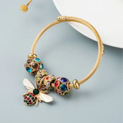 Multi-Element Stainless Steel Circle Love Bracelet – Beaded Charm Gift