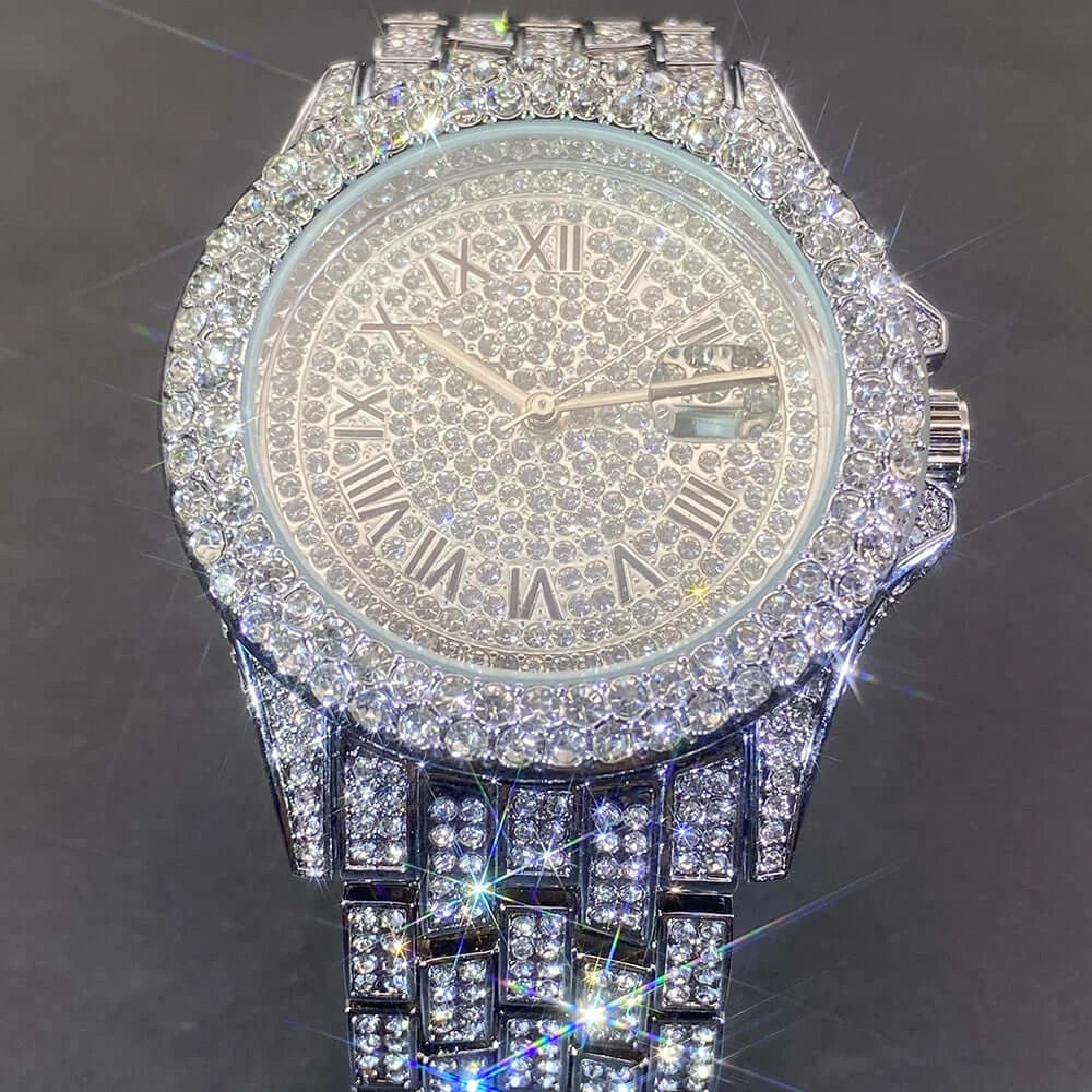 Luxury Men's Watches With Cuban Bracelet Diamond Unique Fashion Trends