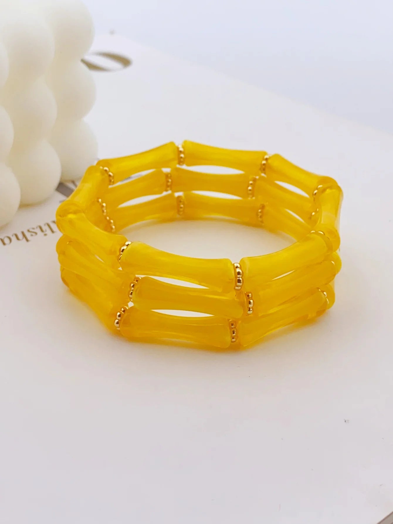 3pcs Acrylic Beaded Elastic Bracelet with Colorful Bamboos for Women's Daily Wear bracelet for women