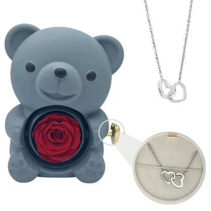 ForeverLove™ Rose Bear + Custom Engraved Necklace 🌹💎