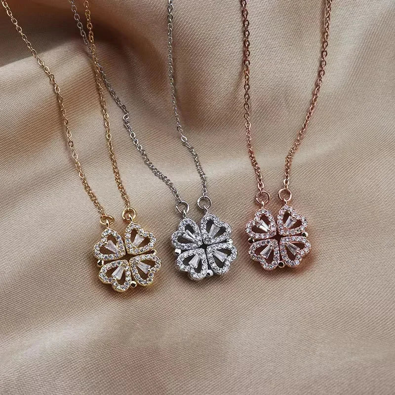 Подвеска Vintage Lucky Four Leaf Clover Pendant Necklace Fashion Heart