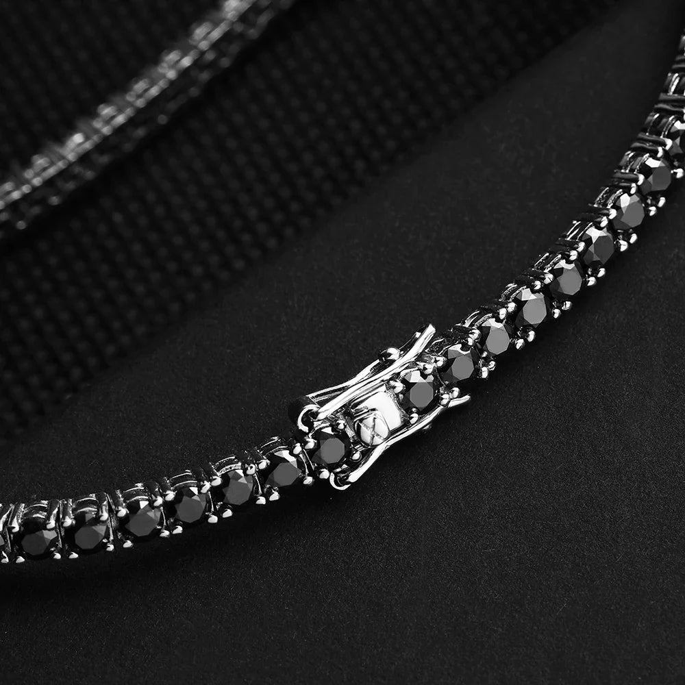 Mens Sterling Silver Bracelets -  Real 3/4/5/6.5MM Full Black Moissanite Tennis Bracelet for Women Men S925 Silver Link Bracelets Fine Jewelry