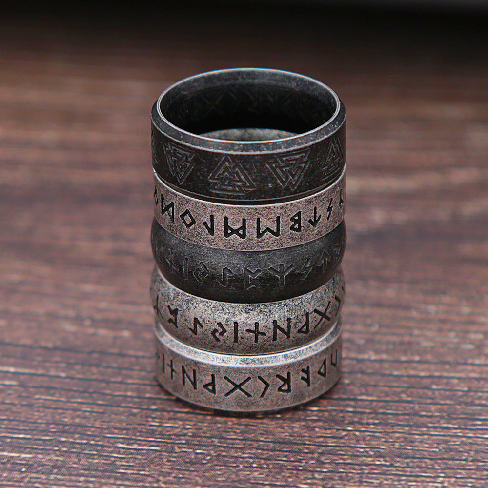 Stainless Steel Runic Viking Ring - Nordic Design for Men and Women Amulet