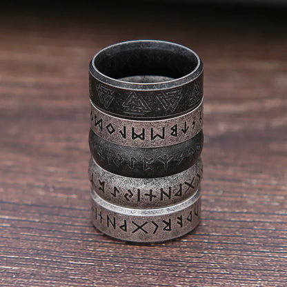 Stainless Steel Runic Viking Ring - Nordic Design for Men and Women Amulet