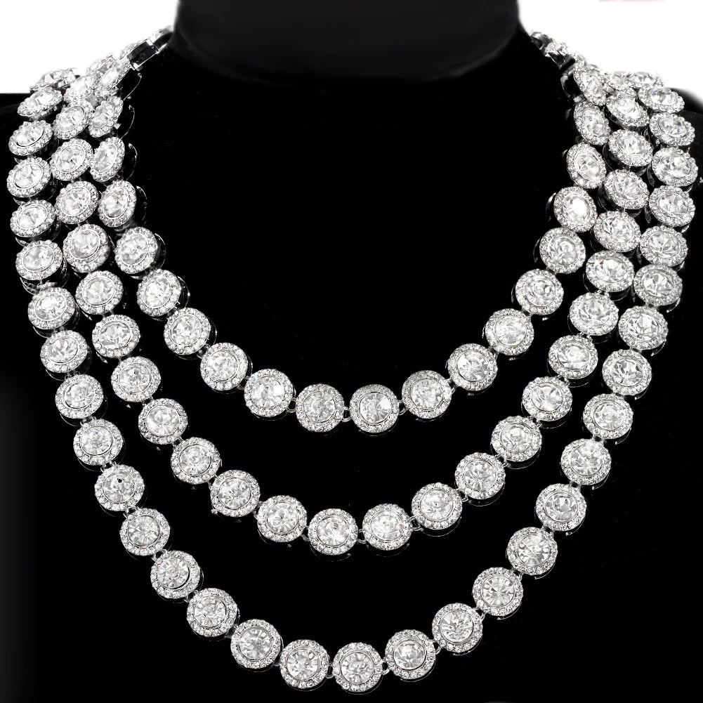 Men Women Luxury Prong Cuban Link Chain Necklace Bling Iced Out
