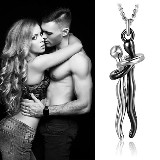 Hip Hop Couple Pendant - Punk Hug Promise Necklace Women and Men
