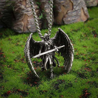 Guardian Angel Wings Cross Pendant Necklace