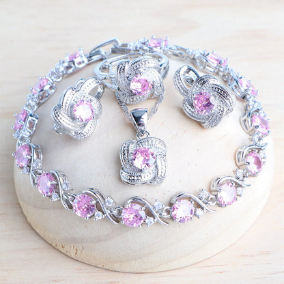 Birthstone Jewelry Set – 5 Piece Set in 925 Sterling Silver