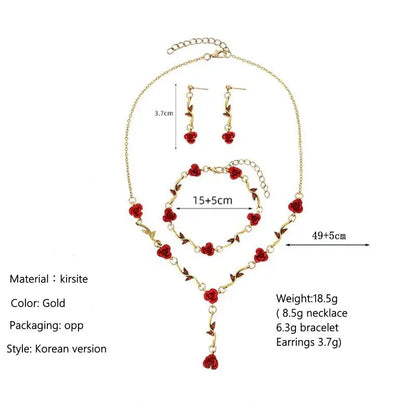 Vintage French Rose Flower Bracelet Set for Women EuropeAn-American