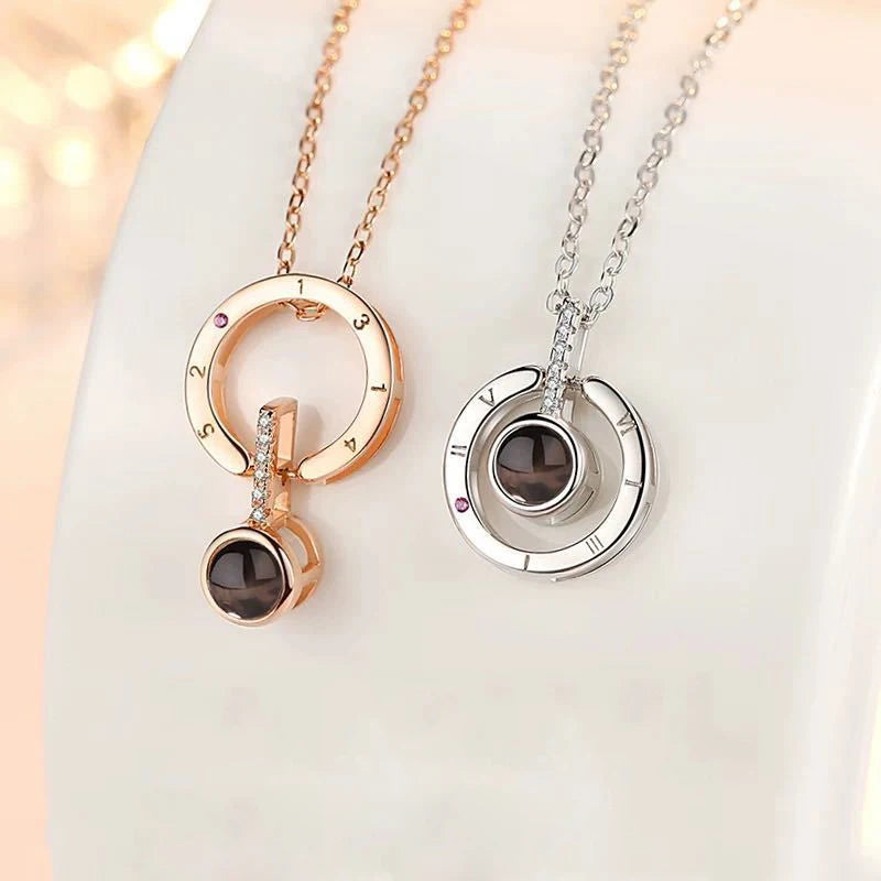 Projection Necklace Set With Rose Gift Box 100 Languages I Love You