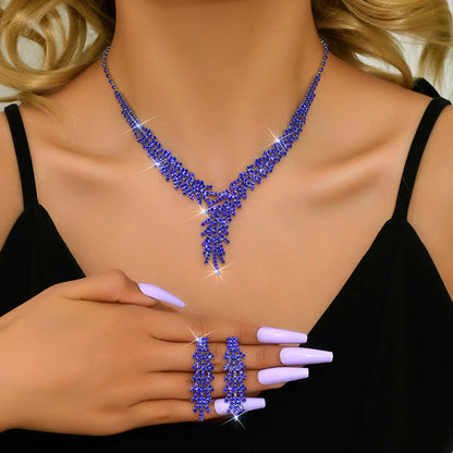 3 Pieces of WOMEN'S Trendy Claw Chain Series Leaf Earrings Necklace