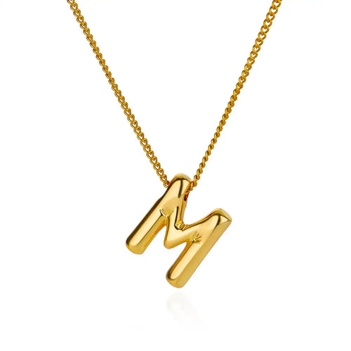 Stainless Steel Collares Chunky Alphabet Balloon 3D Letter Initials