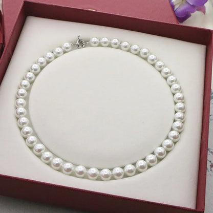 Pearl Jewelry For Women 12mm Grace Multicolor Round Bead Shell Pearl Necklace Magnet Clasp AAA Design Handmade Birthday Gift