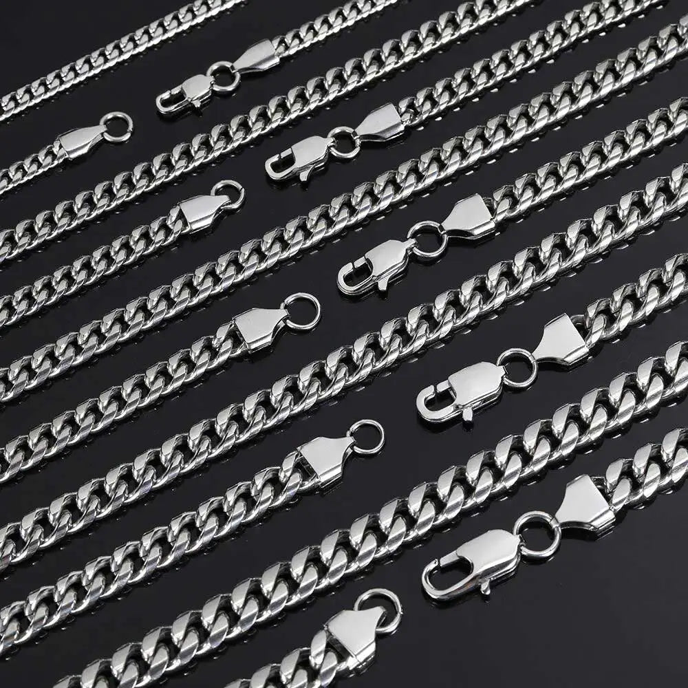 Hip Hop 4mm 6mm 8mm Gold Plated Jewelry Miami Stainless Steel Link Cuban Chain Necklace for Men Women