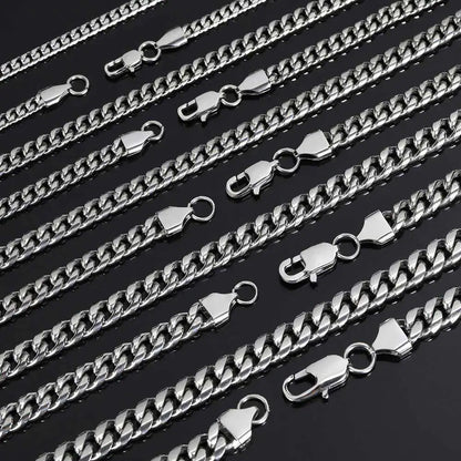 Hip Hop 4mm 6mm 8mm Gold Plated Jewelry Miami Stainless Steel Link Cuban Chain Necklace for Men Women