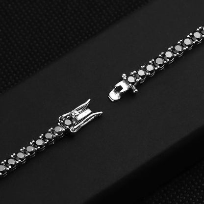 Mens Sterling Silver Bracelets -  Real 3/4/5/6.5MM Full Black Moissanite Tennis Bracelet for Women Men S925 Silver Link Bracelets Fine Jewelry