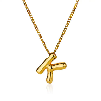 Stainless Steel Collares Chunky Alphabet Balloon 3D Letter Initials