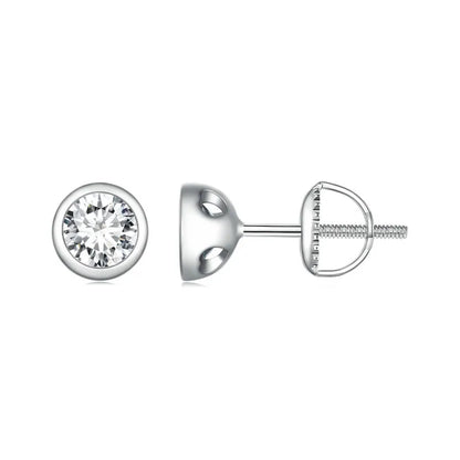 2ct D VVS1 Moissanite Faceted Stud Earrings For Women 925 Sterling Silver Classical Round 6.5MM Round