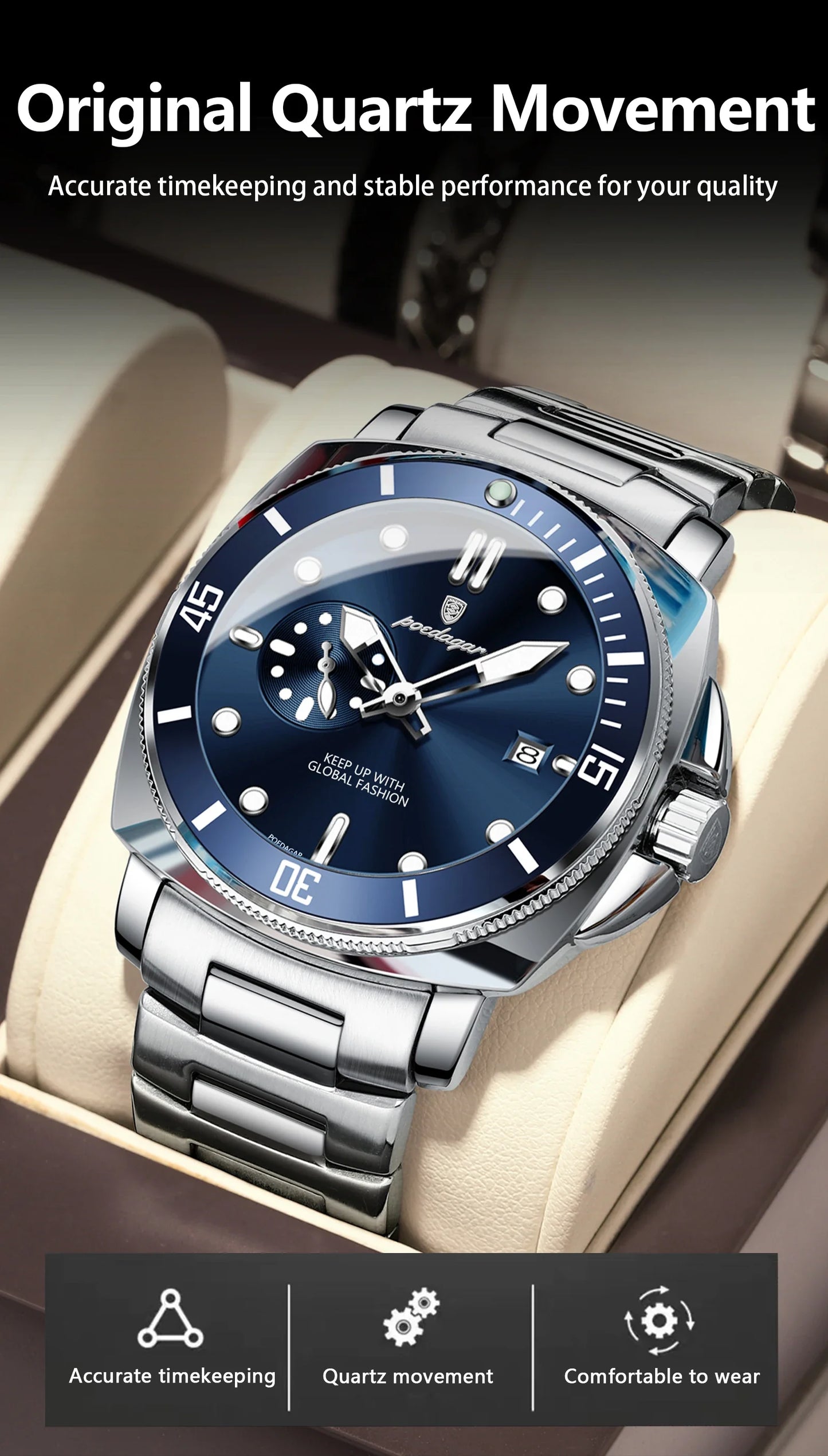 POEDAGAR SportLux® – Men’s Waterproof Quartz Watch