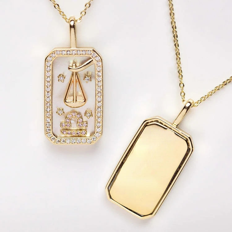 Delicate Zodiac Necklace for Women Gold Plated 12 Constellation Amulet Necklace Shell Crystal Pendant Stainless Steel Jewelry