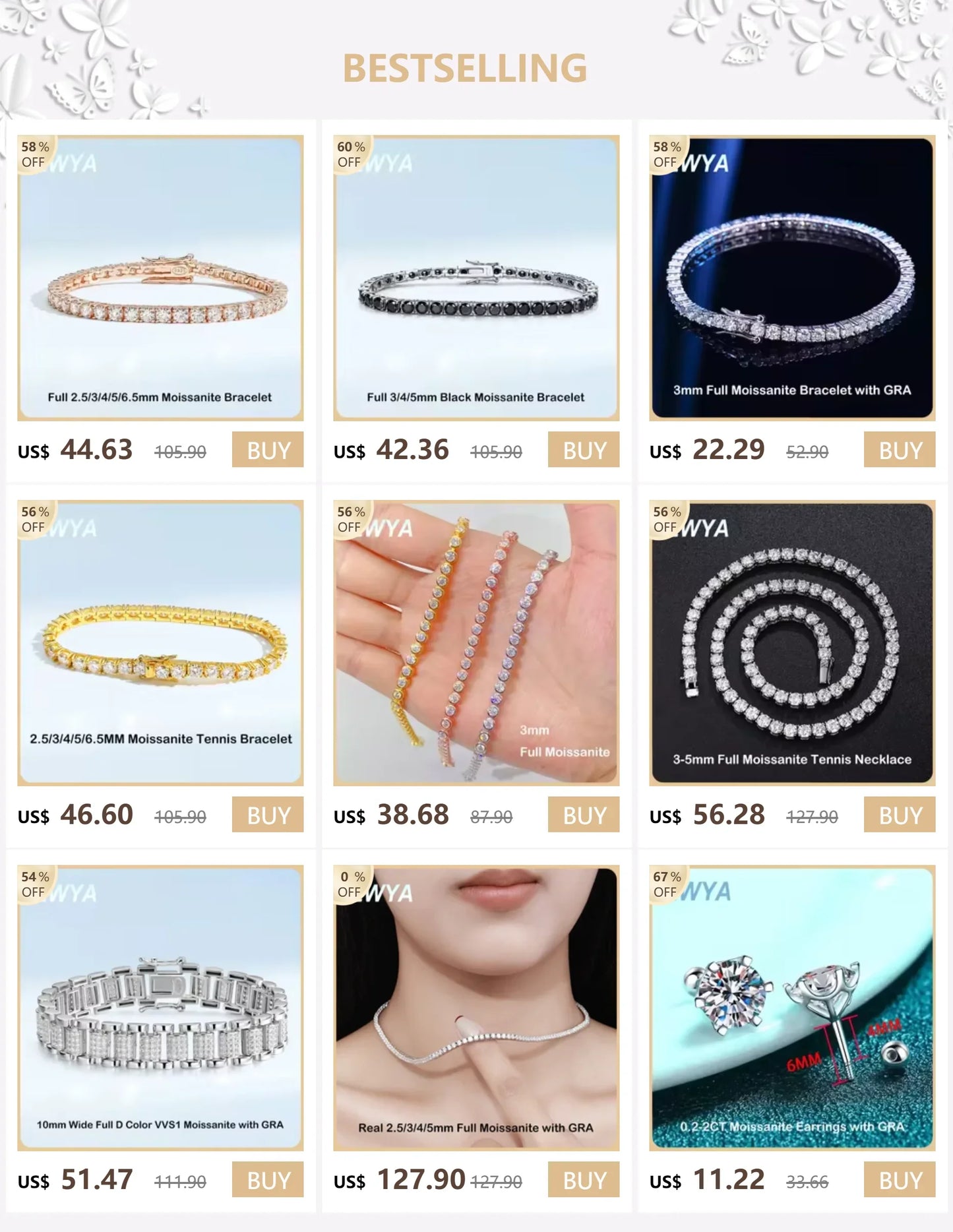 Mens Sterling Silver Bracelets -  Real 3/4/5/6.5MM Full Black Moissanite Tennis Bracelet for Women Men S925 Silver Link Bracelets Fine Jewelry