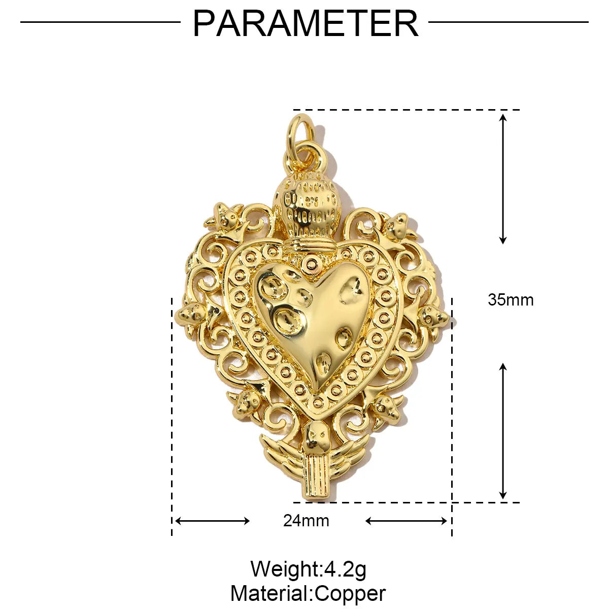 3pcs/Lot Coper Zircon Irregular Heart Necklace Pendant Women 18k Real Gold Color Love DIY Earring Charms Jewelry Findings