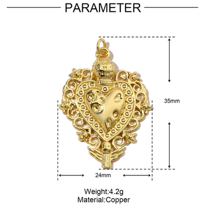 3pcs/Lot Coper Zircon Irregular Heart Necklace Pendant Women 18k Real Gold Color Love DIY Earring Charms Jewelry Findings