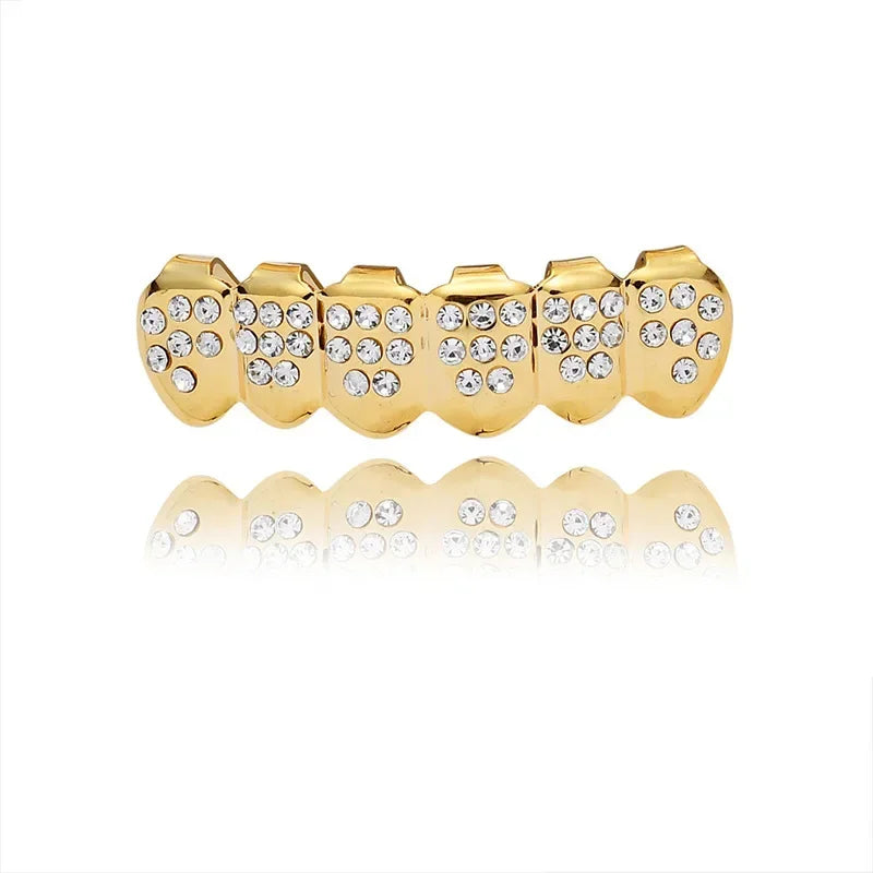Hip Hop Iced Bling Teeth Grillz Cross Cubic Zircon Micro Paved Charm Grills Unisex Top & Bottom Jewelry