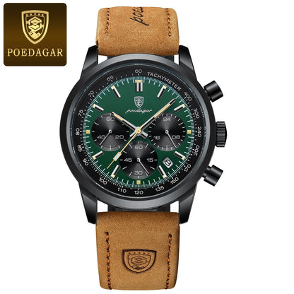 POEDAGAR Luxury Man Watch High Quality Waterproof Chronograph Luminous Men's Wristwatch Leather Men Quartz Watches Casual Clock