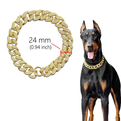 Golden Sparkle-Diamond Dog Collar for All Breeds