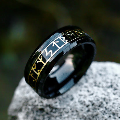 Stainless Steel Runic Viking Ring - Nordic Design for Men and Women Amulet