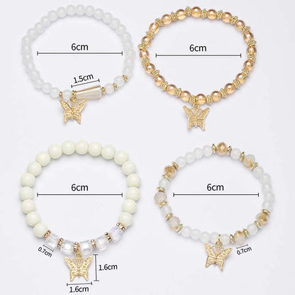 4Pcs Trendy Butterfly Beaded Bracelet