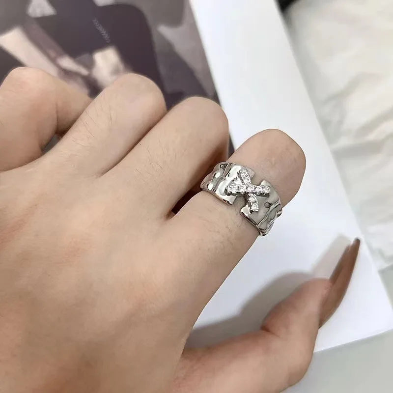 Stainless Steel Simple Smooth Metal Heart Ring for Women Men Y2K Trendy Ring Korean Elegant Party Jewelry Couple Gifts