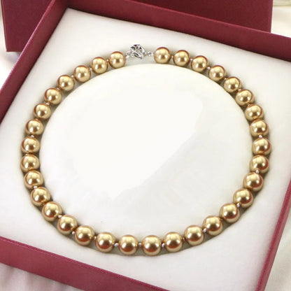 Pearl Jewelry For Women 12mm Grace Multicolor Round Bead Shell Pearl Necklace Magnet Clasp AAA Design Handmade Birthday Gift