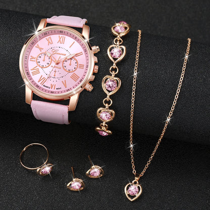 6PCS Women's Watch and Jewelry Set