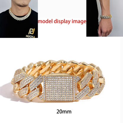 Hip Hop Jewelry 10/12/14/15/20mm CZ Cuban Link Necklace For Men Miami Bling Iced Out Prong Cuban Link Chain Party Gift