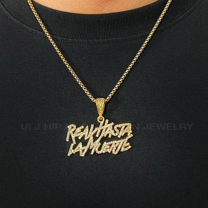 ULJ Men Women Hip Hop realhasta lamuerte Letter  Pendant Necklace 12MM
