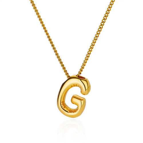 Stainless Steel Collares Chunky Alphabet Balloon 3D Letter Initials