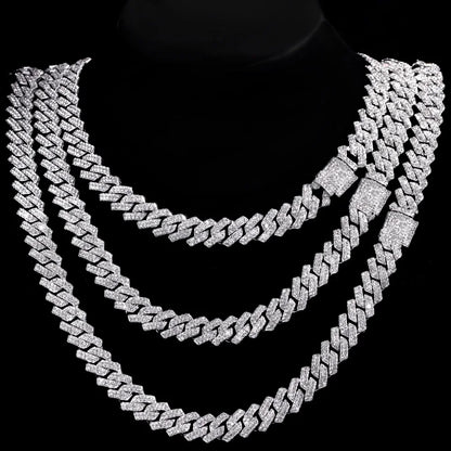 Men Women Luxury Prong Cuban Link Chain Necklace Bling Iced Out