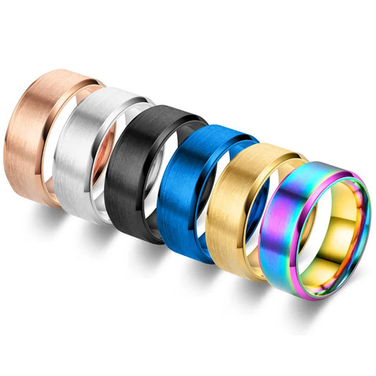 6 Colors Classic 8mm Tungsten Mens Ring Surface Brushed Stainless