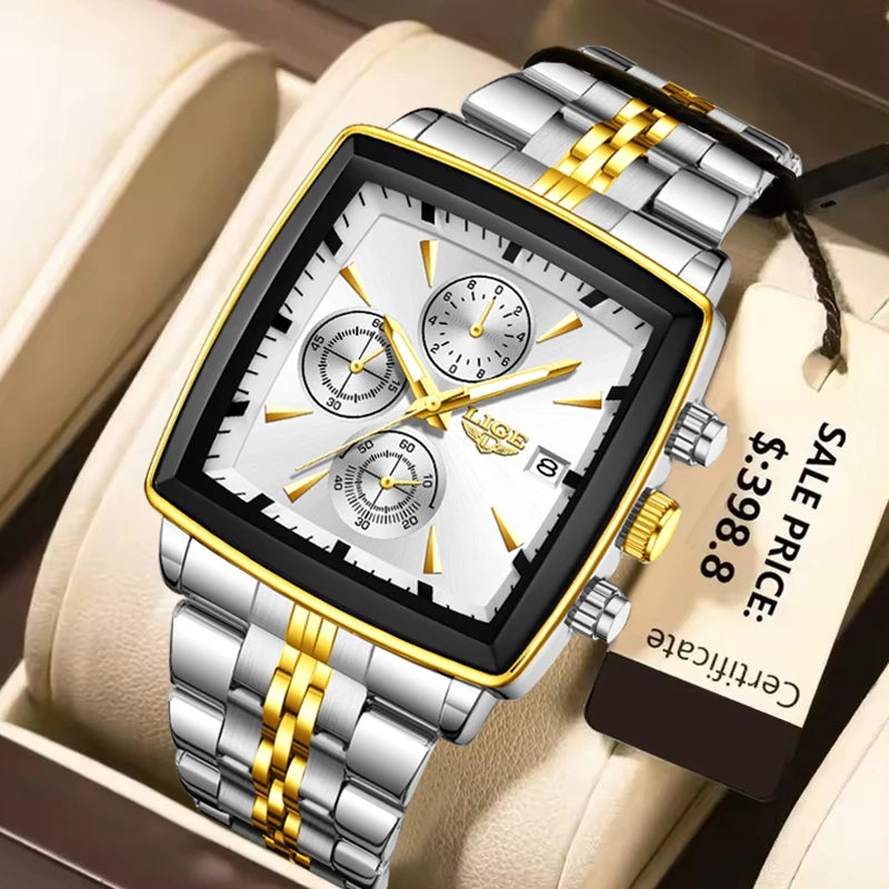 LIGE Fashion Mens Watches Top Brand Luxury Luminous Waterproof Chronograph Date Man Wristwatch Outdoor Sports Quartz Watch Men