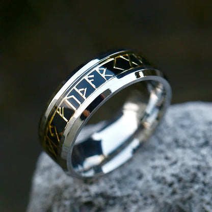 Stainless Steel Runic Viking Ring - Nordic Design for Men and Women Amulet