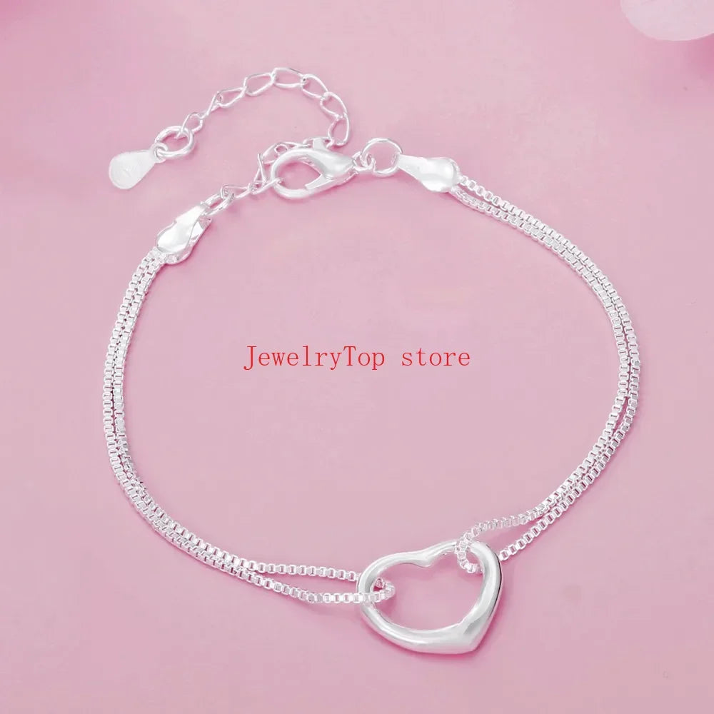 Fine wholesale 925 Sterling silver heart bracelets necklaces for women