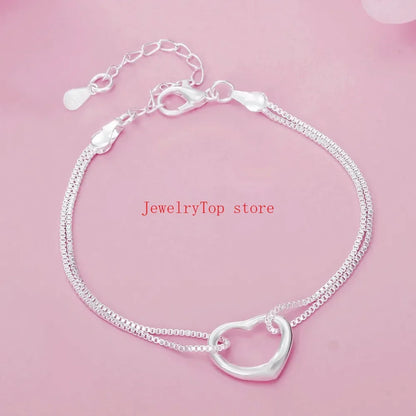 Fine wholesale 925 Sterling silver heart bracelets necklaces for women